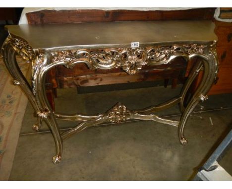 A silver coloured French style console table, COLLECT ONLY.