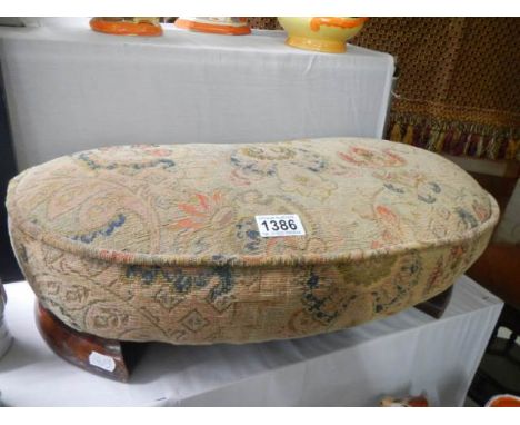 An Edwardian kidney shaped foot stool with tapestry top. COLLECT ONLY.