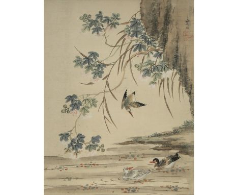 CHEN YUANZHANG (LATE QING DYNASTY) BIRDS AND FLOWERS Six panels of Chinese watercolour paintings, ink and colour on silk, all