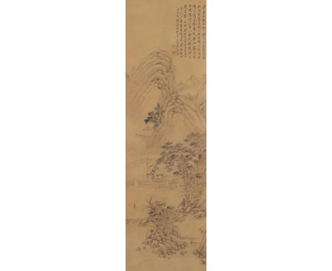 CHENG TINGLU (1796-1858) LANDSCAPE A Chinese scroll painting, ink and colour on paper, inscribed and dated geng yin year, sig