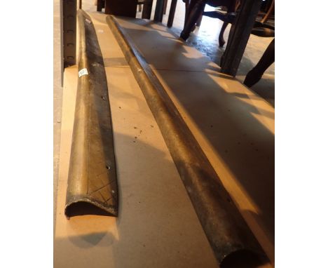 Two Victorian brass step rails L: 130 cm