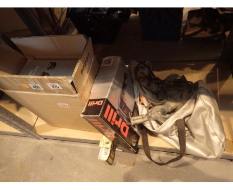 Bosch orbital sander hammer drill folding BBQ and a strip light