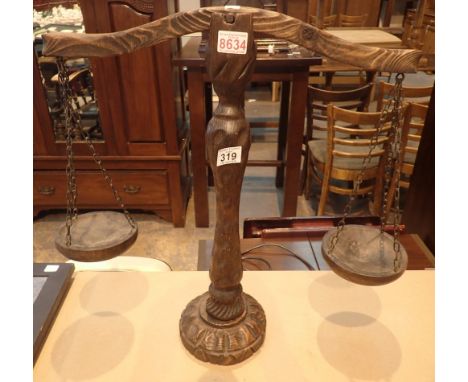 Decorative wooden balance scales H: 56 cm