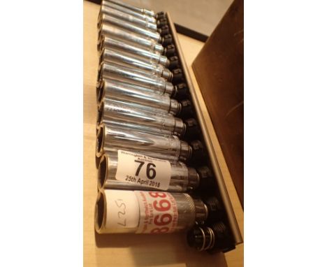 Thirteen deep MAC tools metric sockets on a Snap On QR holder