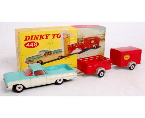 Dinky Toys, 448, Chevrolet El Camino pick-up and trailer set, comprising 449 Chevrolet El Camino pick-up with turquoise and i