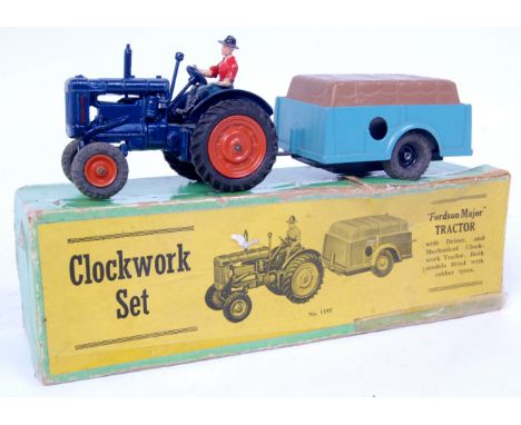 Britains Clockwork Series Set 139F, Fordson Major Tractor & Trailer Set, comprising of Fordson Major Tractor in Blue with Ora