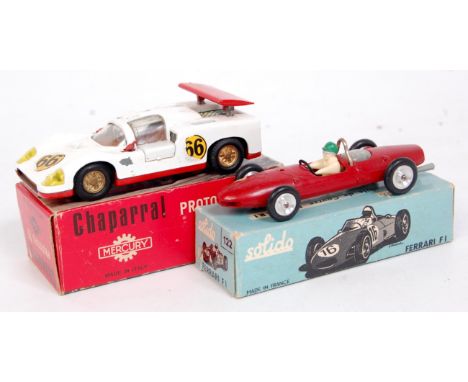 Mercury and Solido diecast group, 2 boxed models to include Mercury Chaparral 2F Racing car, white and red with RN66 (G-BG) a