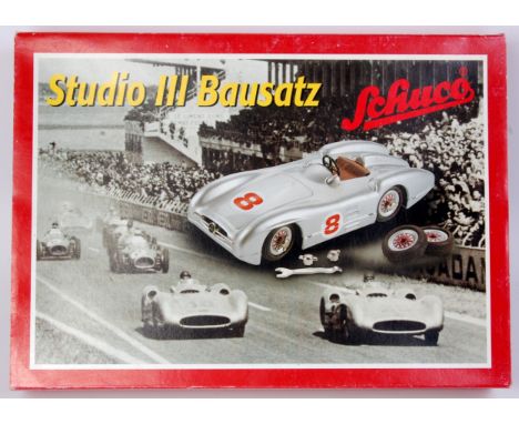 Schuco Studio III Mercedes Racing Car Kit, un-made example that appears as issued with tools, wheels and other accessories, l