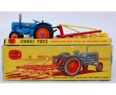 Corgi Toys, gift set 18, Ford tractor and plough set, comprising of 55 Fordson Power Major tractor with 56 four furrow plough