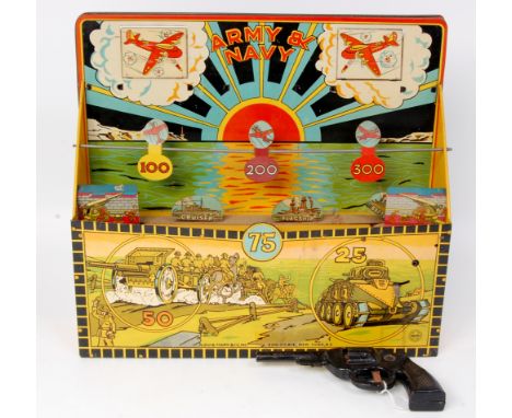 Louis Marx, U.S.A. Tinplate Army & Navy Shooting Range, 1940's Issue comprising of a Number of Targets both Stationary and Mo