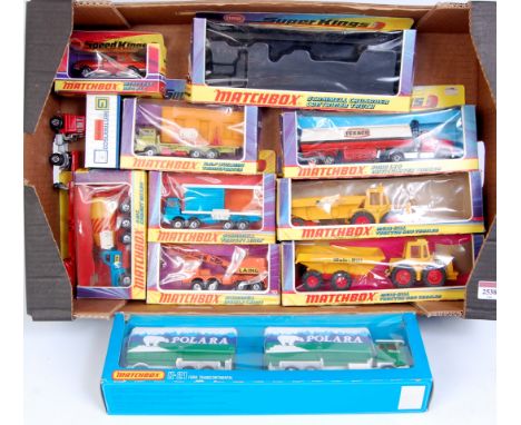 Matchbox Superkings boxed diecast group, 10 boxed examples, some windows are split and damaged, 2 examples the contents are i