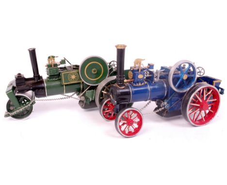 Bassett Lowke Ltd Kit Built Whitemetal Traction Engine Group, 2 loose examples to include a Burrell Traction Engine finished 