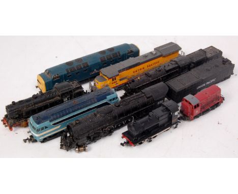 Collection of mixed N gauge locomotives, 8 examples by Arnold, Lima and Bachmann Spectrum, specific examples include Union Pa