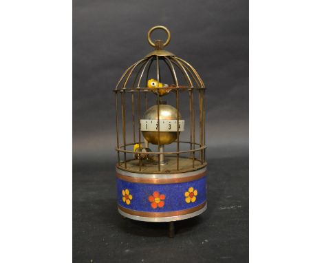 An Automaton Wire Work Bird Cage/Clock, 18 cms tall