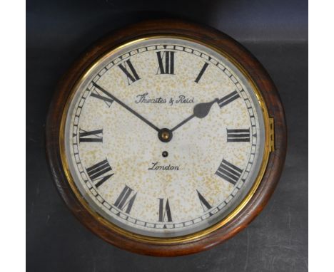 A 19th Century Circular Wall Clock, the dial inscribed Thwaites & Reid, London, with single fusee movement, 38 cms diameter
