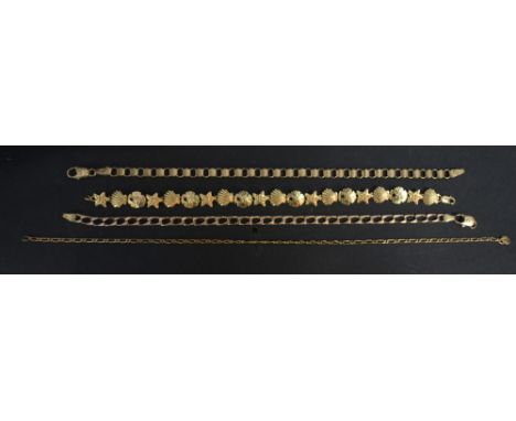 A 9ct. Gold Linked Bracelet together with three other similar 9ct. gold bracelets, 17.8 gms.