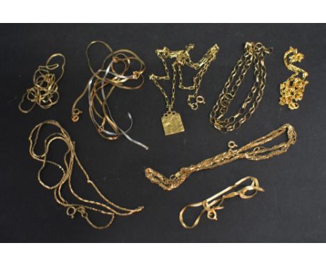 A Collection of 9ct. Gold Neck Chains and a Pendant, 28.9 gms.