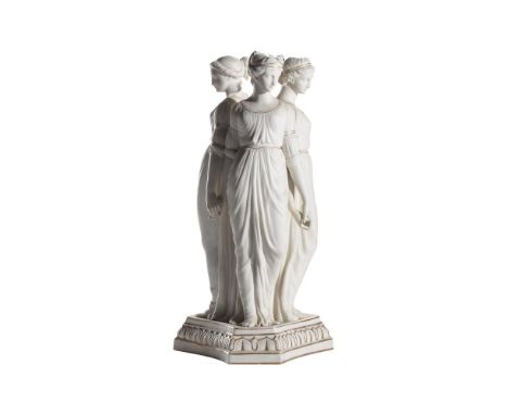 A COPELAND PARIAN AND GILT MODEL OF THE THREE GRACESTHIRD QUARTER 19TH CENTURYModelled standing on a trefoil base with stiff-