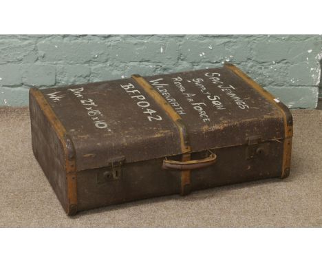 A vintage steamer trunk.