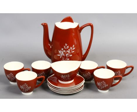 A vintage Carltonware tea service, includes teapot six cups and saucers and a sugar bowl