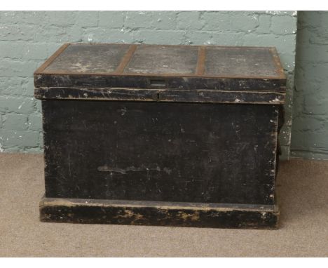 A carpenters tool chest with mahogany interior.