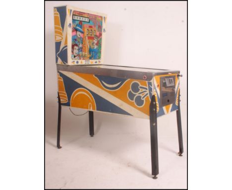 A 1977 Playmatic 777 ' The 30's ' Pinball Machine ( Pin Ball )  dating to the 1970's raised on black metal legs / supports. (