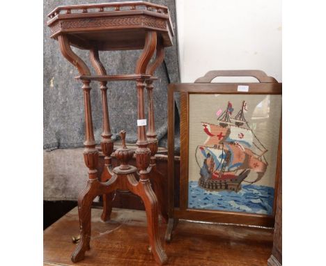 A jardinière stand and fire screen&nbsp;