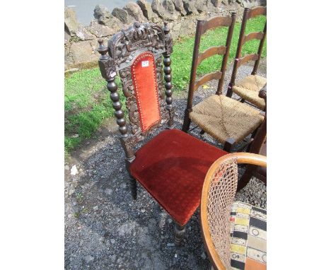A pair of ladder back chairs, Jacobean style chair&nbsp;