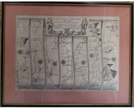 An antique map, of the road from London to Montgomery, North Wales by John Ogilby Esq, plate 44.