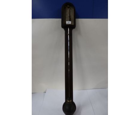An Antique mahogany stick barometer, the silvered dial inscribed Abraham Opticians Bath