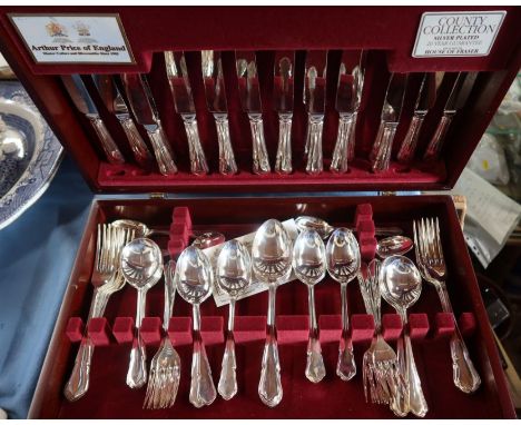 A cased Arthur Price silver plated canteen of cutlery, together with other silver plated flatware