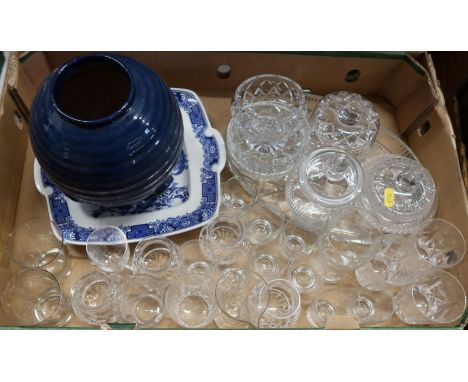 A box of china and glass to include West German vase