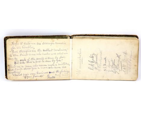 Cricket - Autograph book containing eleven signatures of the 1921 Australian tour team including Warwick Armstrong, Tommy And