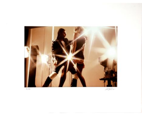 Queen - Original 'C' type colour print of Freddie Mercury, image taken by Peter Hince during the studio video shoot for 'Craz