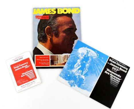 James Bond Diamonds Are Forever (1971) Fold out Synopsis (20 x 25cm), Trade Show ticket from 1971 and publicity brochure (3).