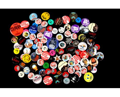 Cinema - 200+ original promotional badges for films including James Bond For Your Eyes Only, Star Wars (1977), Jaws, Superman