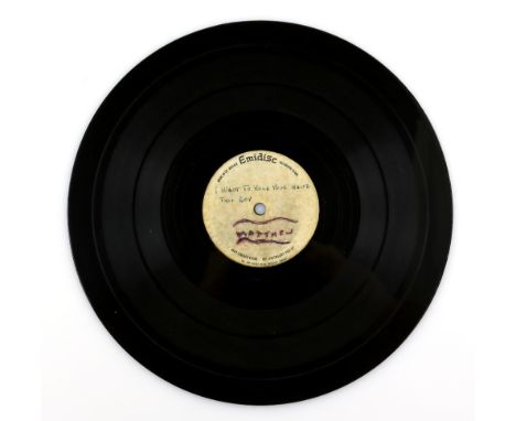 The Beatles - A rare 1966 one sided 7 acetate of 'The Beatles' track 'I Want To Hold Your Hand / This Boy' with Emidisc label