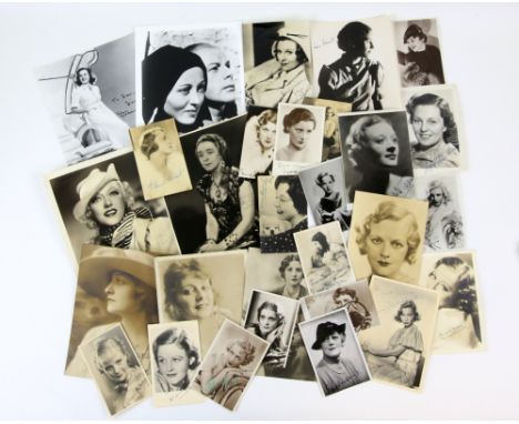 50 Vintage autographs of famous actresses including Jeanette MacDonald, Peggy Wood, Patricia Burke, Jane Baxter, Mary Ellis, 
