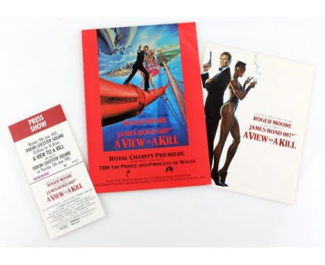 James Bond A View To A Kill (1985) World premiere programme, Fold out Synopsis and ticket..    