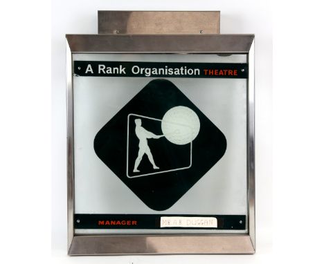 Cinema - Rank Organisation Theatre light up display sign made of metal and glass, 40 x 53cm.Provenance: Part of the Anthony D