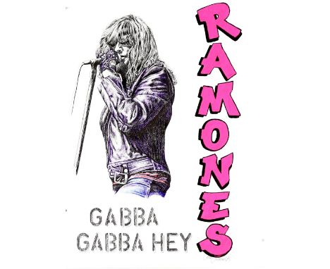 Ramones - Gabba Gabba Hey - Original hand painted artwork by John Judkins, signed and dated 85, sheet approximately 30 x 22 i