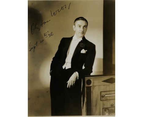 Four vintage signed, James Stewart, Buddy Rogers, Clifton Webb &amp; Robert Donat, all framed / mounted, largest 31 x 41 cm (