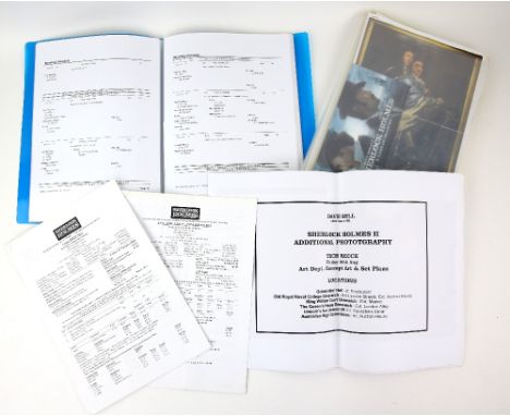 Sherlock Holmes: A Game of Shadows (2011) Crew items including Premiere Ticket, Call sheets, Shooting Schedule, Movement Orde