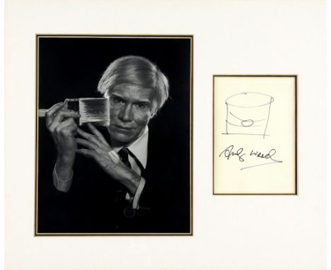 Andy Warhol (American, 1928-1987). Soup Can Sketch in black ink, signed by the artist. In presentation frame with photograph 