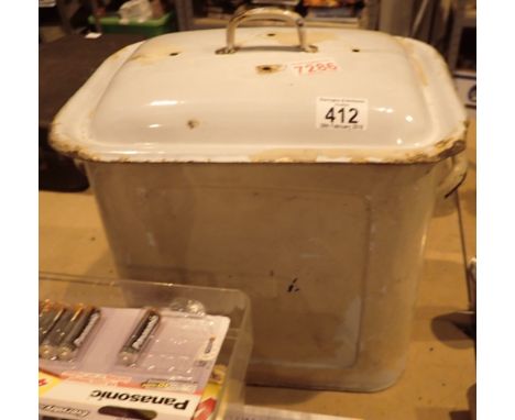 Vintage enamel emulsion painted bread bin 