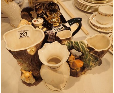 Mixed ceramics including an AGA teapot a Beleek vase and two Hornsea vases