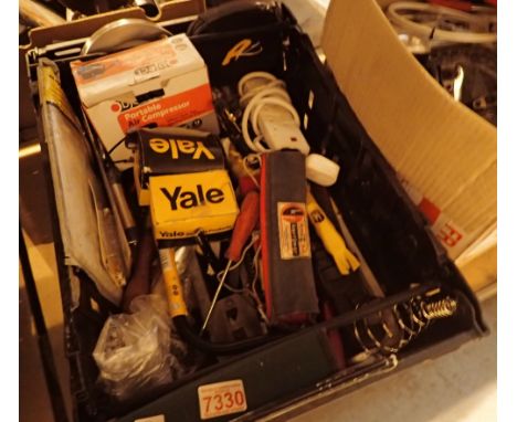 Box of mixed tools including locks