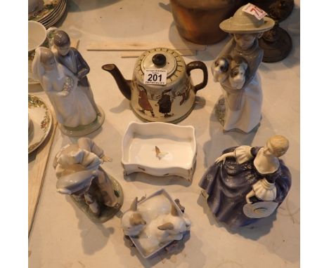 Four Nao items Royal Doulton teapot and figurine etc.