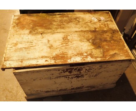White pine chest with contents of tools 81 x 50 x 49 cm