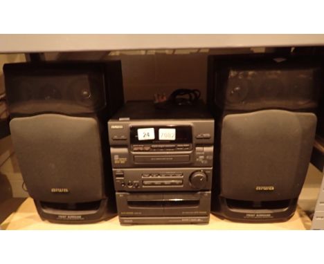 Aiwa twin cassette CD and radio system with speakers